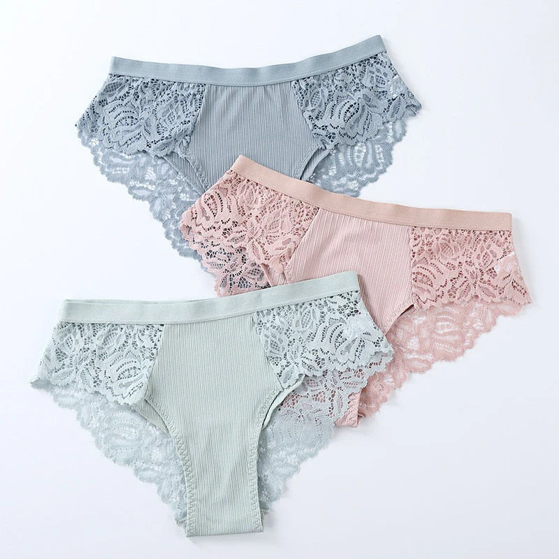 3 Pcs Cotton Panties Sexy Panty Briefs Lace Panties Women Underwear Lingerie Panties for Female Ladies Floral Pantys Underpants - Image 29