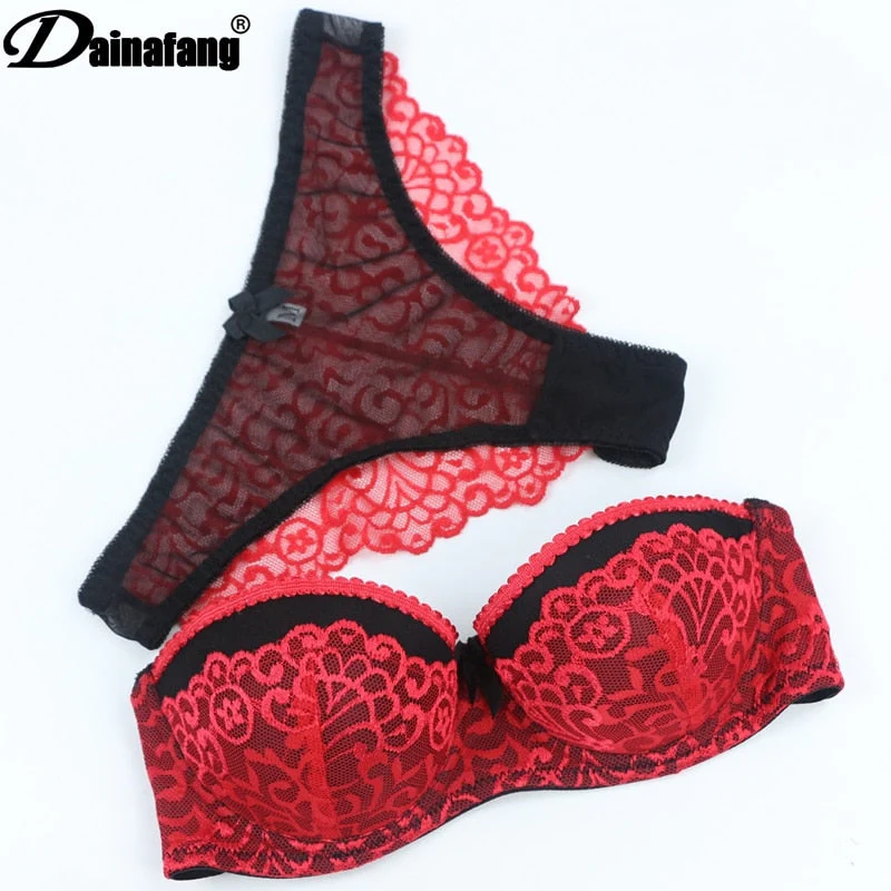 Wholesale VS New Sexy Bras Sets Push Up Lace V ABC Cup Pink White Female Lingerie Underwear For Girls - Image 7